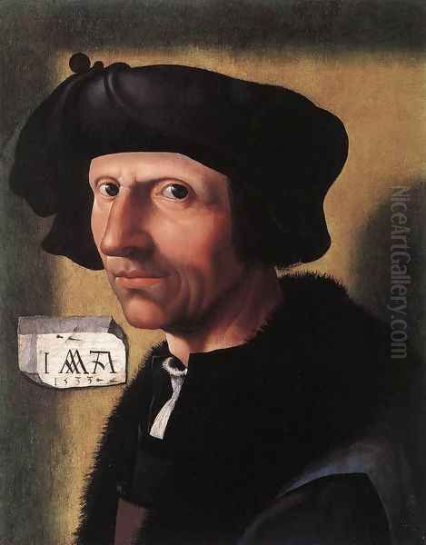 Self-Portrait 1533 Oil Painting by Jacob Cornelisz Van Oostsanen