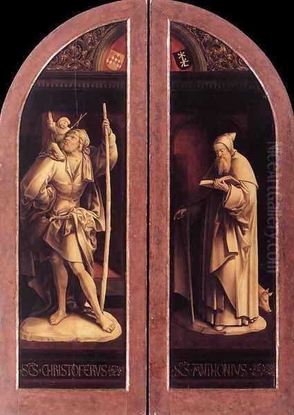 Sts Christopher and Anthony Oil Painting by Jacob Cornelisz Van Oostsanen