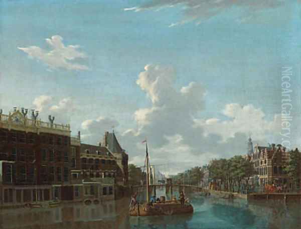 View of the Kloveniersburgwal in Amsterdam Oil Painting by Isaak Ouwater