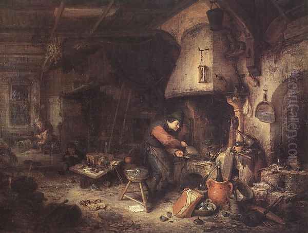 Alchemist 1661 Oil Painting by Adriaen Jansz. Van Ostade