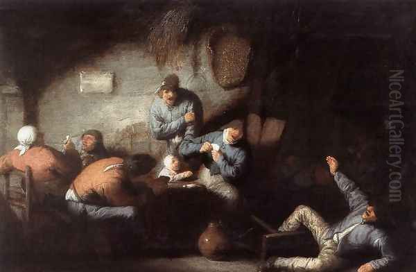 Inn Scene Oil Painting by Adriaen Jansz. Van Ostade