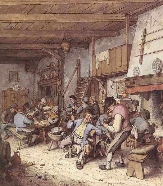 Tavern Interior 1680 Oil Painting by Adriaen Jansz. Van Ostade