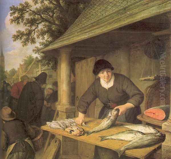 The Fishwife 1672 Oil Painting by Adriaen Jansz. Van Ostade