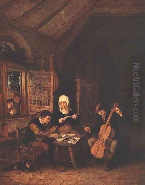 Village Musicians 1645 Oil Painting by Adriaen Jansz. Van Ostade