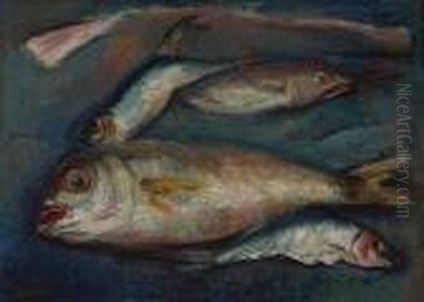 Untitled (still Life With Fish) Oil Painting by Georges Kars