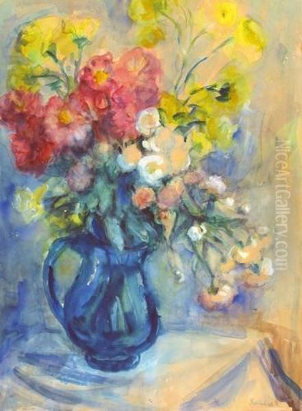 Vase Of Flowers Oil Painting by Georges Kars