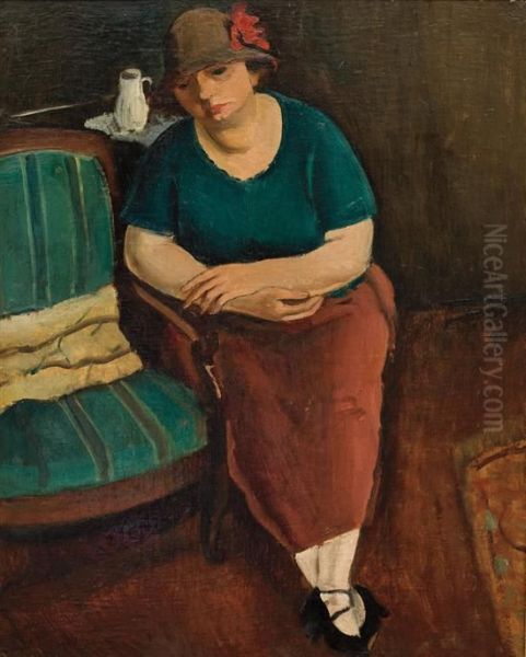 Seated Woman Oil Painting by Georges Kars