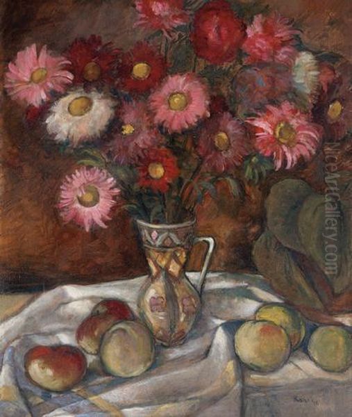 Vase Of Flowers Oil Painting by Georges Kars