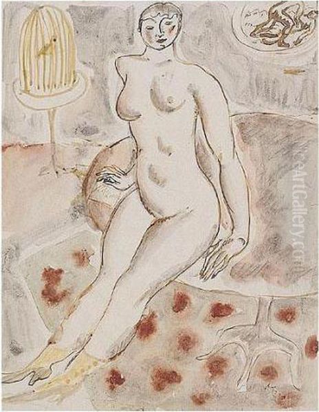 Nude In An Interior Oil Painting by Georges Kars