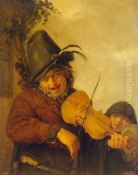 Wandering Musician Oil Painting by Adriaen Jansz. Van Ostade