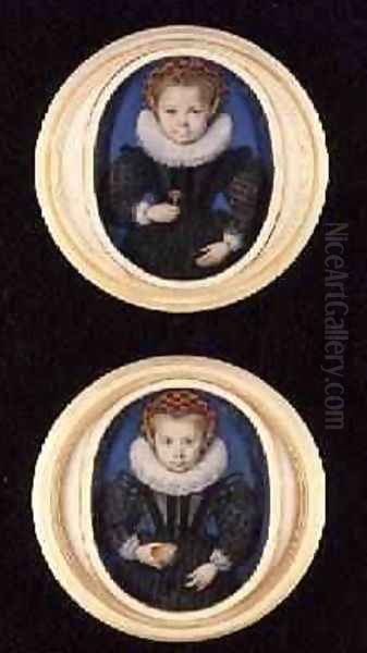 Two Little girls 1590 Oil Painting by Isaac Oliver