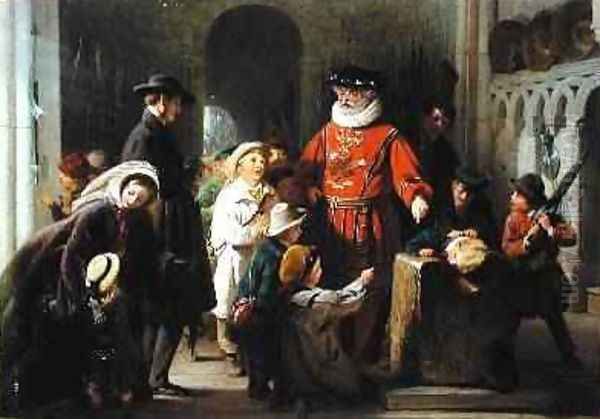 Children in the Tower of London Oil Painting by George Bernard O'Neill