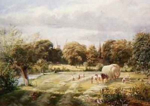 Harvesting Near Cranbrook Kent Oil Painting by George Bernard O'Neill