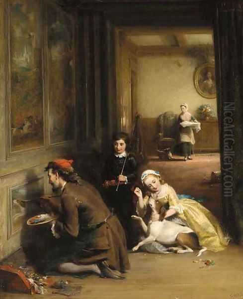 The excited sitter Oil Painting by George Bernard O'Neill