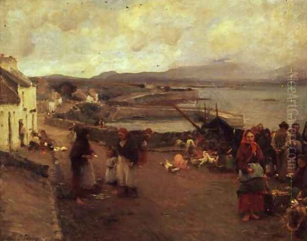 A Connemara Village - The Way To The Harbour, 1898 Oil Painting by Walter Frederick Osborne