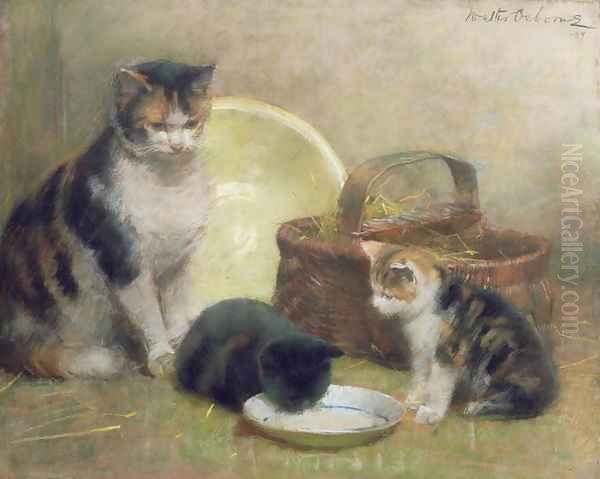 Cat and Kittens, 1889 Oil Painting by Walter Frederick Osborne