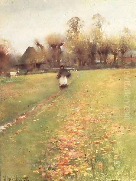 When yellow leaves or none or few so hang upon those boughs that shake against the cold Oil Painting by Walter Frederick Osborne