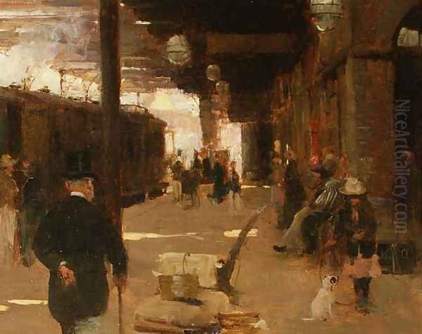 Hastings Railway Station Oil Painting by Walter Frederick Osborne