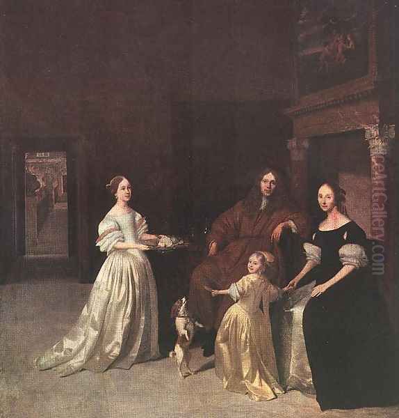 A Family Group 1670 Oil Painting by Jacob Ochtervelt