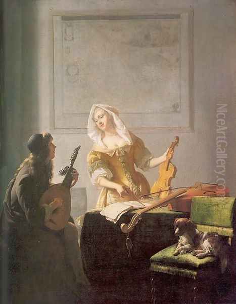 The Music Lesson 1671 Oil Painting by Jacob Ochtervelt