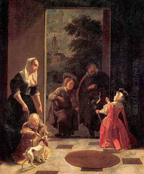 Itinerant Musicians 1660-65 Oil Painting by Jacob Ochtervelt