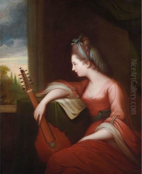 Lady With A Lute Oil Painting by Angelica Kauffmann