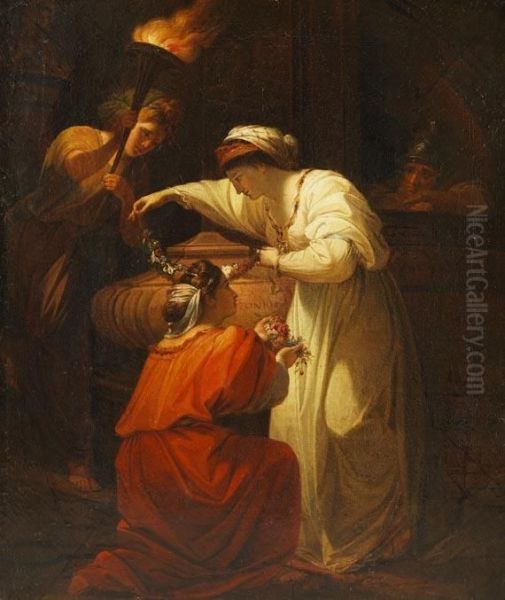 Kleopatra Schmuckt Das Grab Von Marcus Antonius. Oil Painting by Angelica Kauffmann