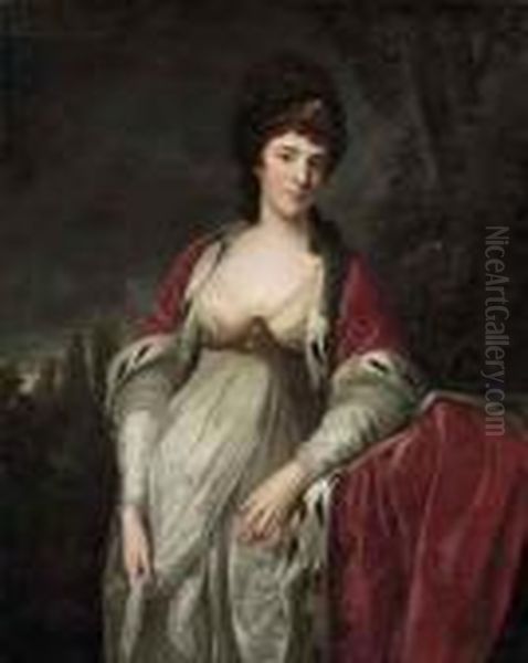 Portrait Of Henrietta Sebright, 
Lady Harewood,three-quarter-length, In Peeress's Robes, In A Wooded 
Landscape Oil Painting by Angelica Kauffmann