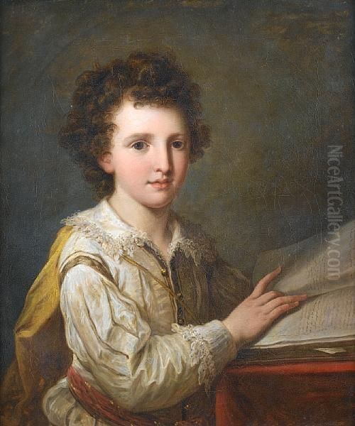 Portrait Of William Heberden The Younger,m.d.(1767-1845) As A Boy Oil Painting by Angelica Kauffmann