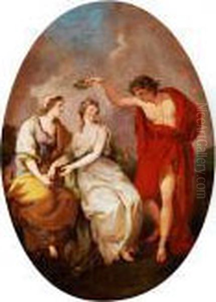 Apollo Kront Die Musen Der Kunste Oil Painting by Angelica Kauffmann