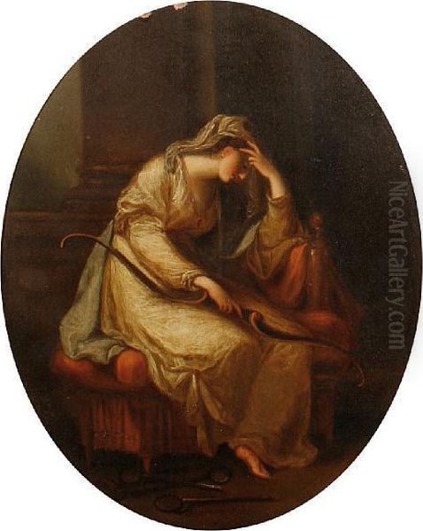 Penelope Weeping At The Tomb Of Odysseus Oil Painting by Angelica Kauffmann