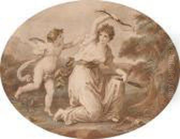 Huntress Diana And Cupid Oil Painting by Angelica Kauffmann