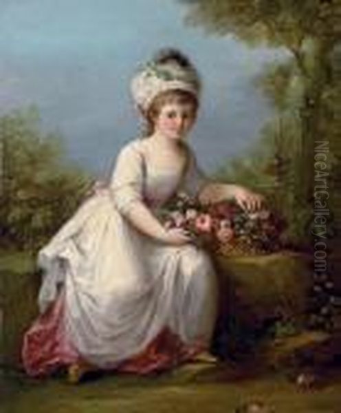 Portrait Of A Young Girl Oil Painting by Angelica Kauffmann