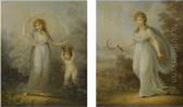 Allegories Of The Four Seasons Oil Painting by Angelica Kauffmann