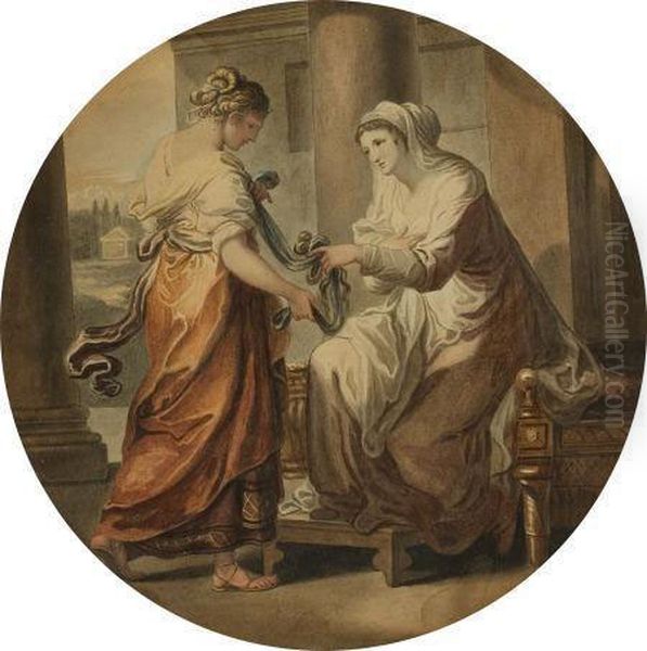 Peleus And Thetis Oil Painting by Angelica Kauffmann