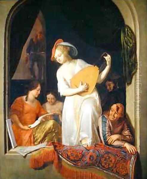 Musicians in a niche 1681 Oil Painting by Jacob Ochtervelt