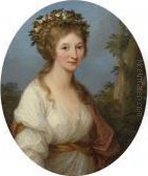 Portrait Of A Young Woman, 
Possibly Anna Charlotta Dorothea Von Medem, Duchess Of Courland 
(1761-1821) Oil Painting by Angelica Kauffmann