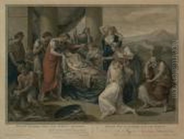 Pallas, Evanders Sohn, Von Turnus Getotet Oil Painting by Angelica Kauffmann