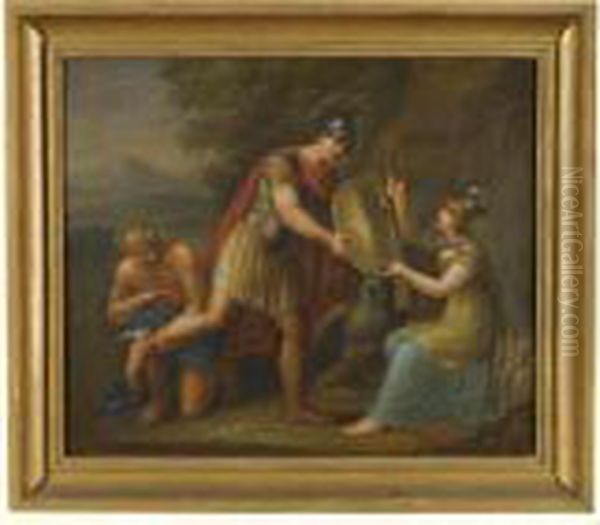 Minerva Giving Perseus Her Shield Oil Painting by Angelica Kauffmann