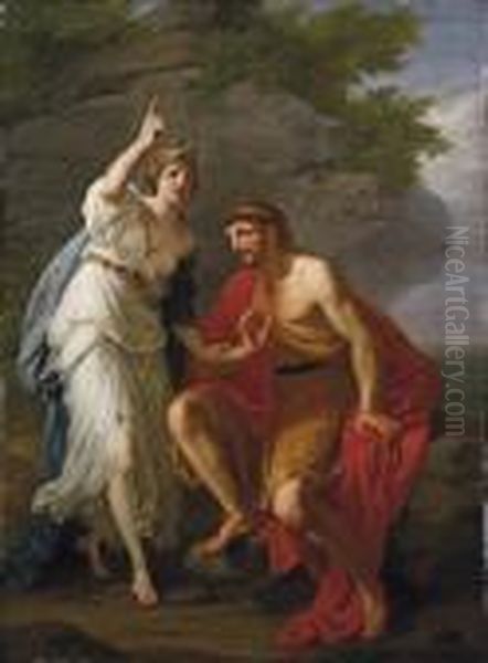 Calypso Calling Heaven And Earth To Witness Her Sincere Affection To Ulysses Oil Painting by Angelica Kauffmann