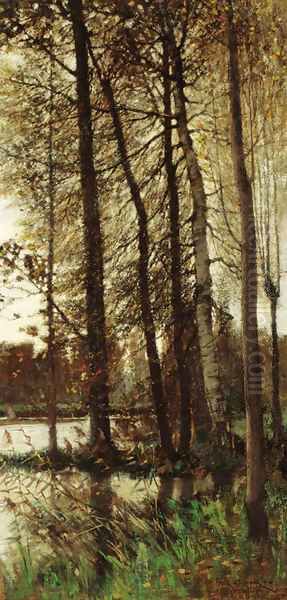 Autumnal Greys (Forest of Fontainebleau) Oil Painting by Frank O'Meara