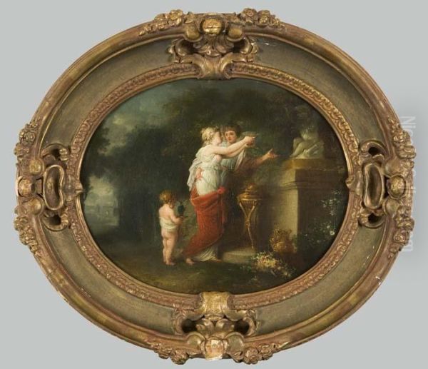 Ein Junges Paar Huldigt Den Liebesgott Am Altar Der Liebe Oil Painting by Angelica Kauffmann