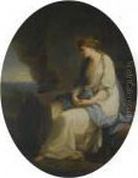 Calypso Mourning For Odysseus Oil Painting by Angelica Kauffmann