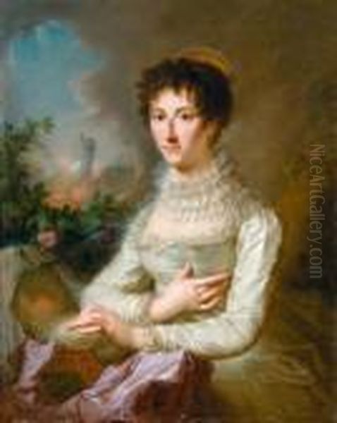 Portrait De Femme Et De Son Enfant Surmonte D'un Phoenix. Oil Painting by Angelica Kauffmann