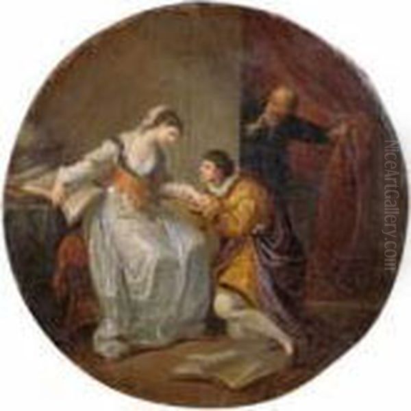 Alter Mann Ein Junges Paar Beim Liebesschwur Oil Painting by Angelica Kauffmann