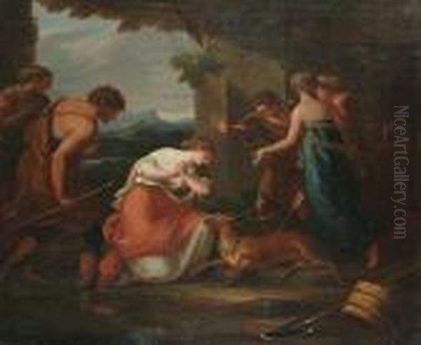 The Death Of Acteon. Oil Painting by Angelica Kauffmann