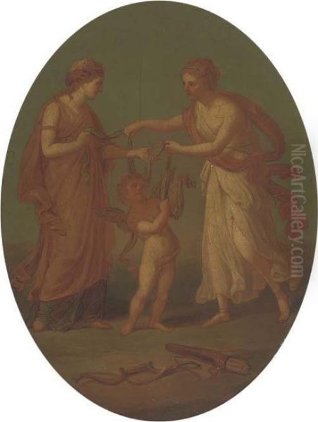 The Disarming Of Cupid Oil Painting by Angelica Kauffmann