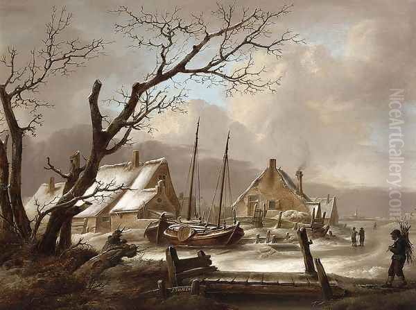 Winter Landscape Oil Painting by Jan van Os