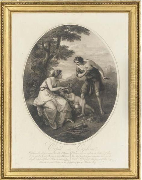 Cupid And Cephisa, By T. Burke Oil Painting by Angelica Kauffmann