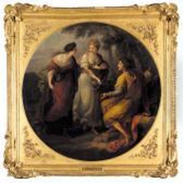 Design Directed By Beauty To Give Her Allegiance To Poetry Oil Painting by Angelica Kauffmann